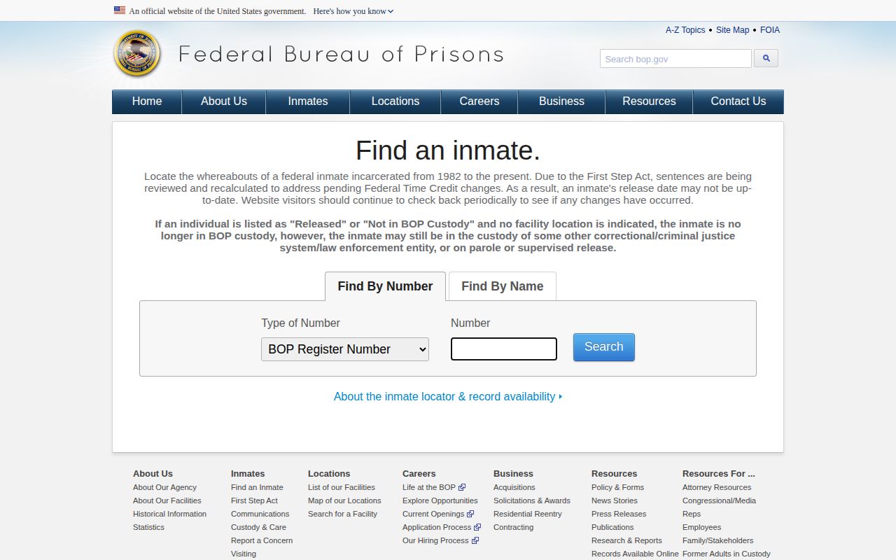 Washington County federal arrest custody locator