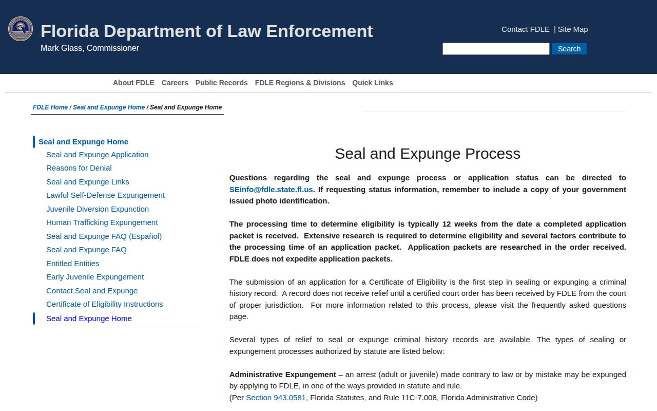 Washington County arrest record sealing and expunction process